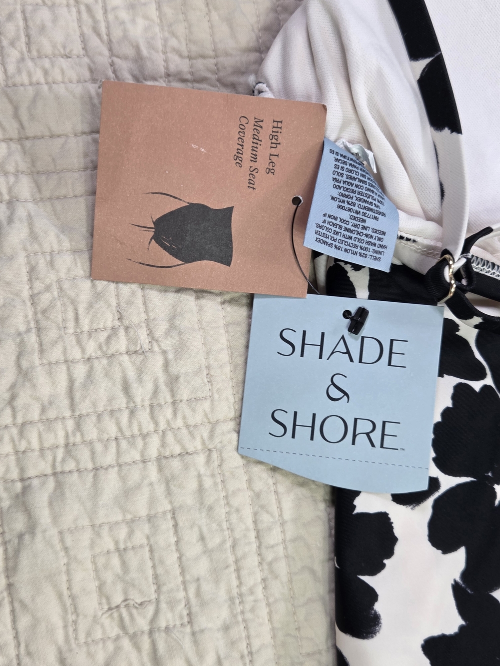 Shade & Shore Black and White Floral One-Piece Swim Size L - Picture 6 of 10